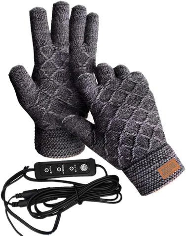 Kbinter USB 2.0 Powered Stripes Heating Pattern Knitting Wool Cute Heated Cat Paw Gloves Fingerless Hands Warmer Mittens Laptop Computer Warm Gloves for Women Men Girls Boys (Brown)