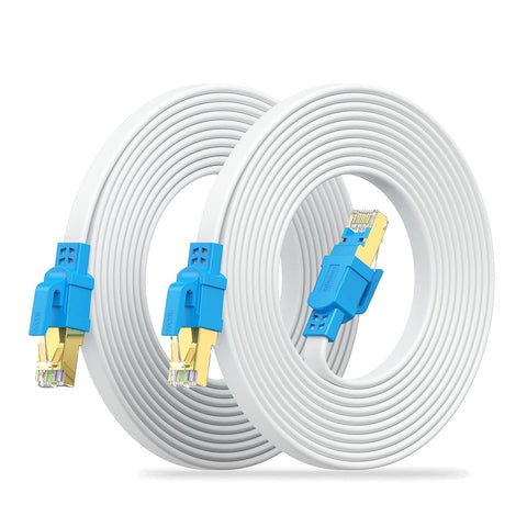 Ureegle CAT8 Ethernet Cable 10ft 2 Pack, Heavy Duty RJ45 connectors 40Gbps 2000MHz 26AWG Waterproof Shielded Flat Internet Network LAN Cable Cat 8 Patch Cord 10 FT for Router, Modem, Laptop, PC