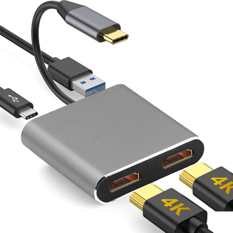 Type C to Dual HDMI-Compatible USB3.0 PD 4 in 1 Adapter