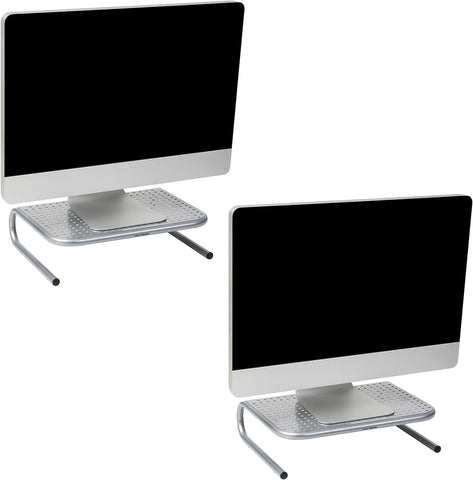 Mind Reader 2METMONST-SIL Metal Monitor Stand, Monitor Riser for Computer, Laptop, Desk, iMac, 2-Pack, Silver