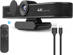 TONGVEO 4K Webcam with Microphone and Speaker, 5X Digital Zoom ePTZ Video Conference Web Camera for Desktop with Privacy Cover 120° Wide View AI Auto Framing Streaming Webcam for Zoom,Skype