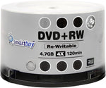 50 Pack Smartbuy Blank DVD+RW 4X 4.7GB 120Min Branded Logo Rewritable DVD Media Disc