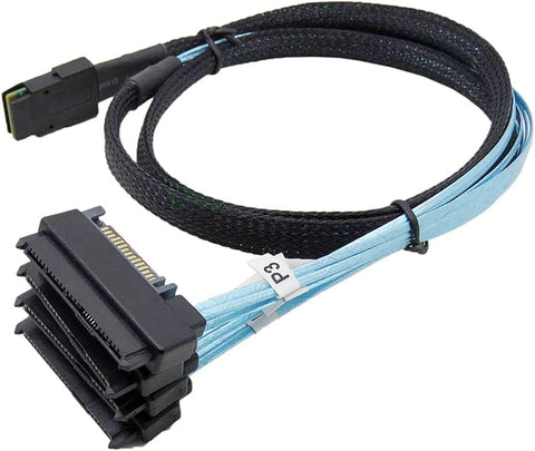 Cablecc Internal 36 Pin Mini SAS SFF-8087 Host to 4 SFF-8482 Target SAS Hard Disk and SATA Power Cable 50cm