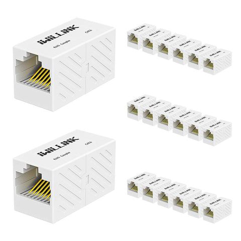 iwillink 20-Pack RJ45 Coupler, Ethernet Coupler, RJ45 Connector for Cat5e/Cat6/Cat7 Ethernet Cable, Extender Adapter Female to Female, White