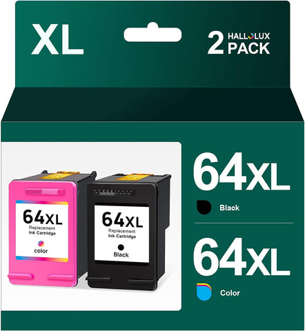 64XL Ink Cartridge Combo Pack Replacement for HP 64XL to use with Envy Inspire 7958e,Envy Photo 7955e 7255e 7855 7858 6230 7155 6255 6252 7120 7164 (1 Black,1 Tri-Color)