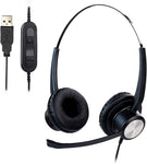 Jaracom USB Headset with Microphone for PC, in-line Controls for Volume & Mic Mute, Adjustable Mic Boom Headphones for Computer Laptop Mac, Perfect for Classroom or Home