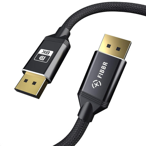 FIBBR DisplayPort Cable, 8K DP Cable (8K@60Hz, 4K@144Hz, 1080P@240Hz) HBR3 Support 32.4Gbps, HDCP 2.2, HDR10 FreeSync G-Sync for Gaming Monitor 3090 Graphics PC (6ft)