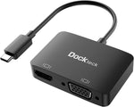 dockteck USB C to HDMI VGA Adapter, 2 in 1 HDMI VGA Adapter, USBC VGA to HDMI for MacBook Pro/Air, iPad Pro, Chromebook, Surface Pro, Dell Xps, Galaxy