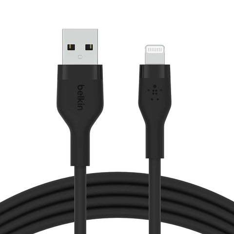 Belkin BoostCharge Flex Silicone USB Type A to Lightning Cable (1M/3.3FT), MFi Certified Charging Cable for iPhone 13, 12, 11, Pro, Max, Mini, SE, iPad and More - Black