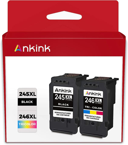 Ankink Higher Yield 245XL 246XL Ink Cartridge Black Color Combo Fit for Cannon MX490 MX492 MG2522 TS3100 TS3122 TS3300 TS3322 TS3320 TR4500 TR4520 TR4522 MG2500 Printer Canon PG 245 CL 246 XL