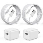 iPhone Charger, [MFi Certified] 2Pack Extra Long iPhone Charger Cord, 10 ft USB to Lightning Cable with Apple Charger Charging Cube Travel Adapter for iPhone 13/12/11/X/8 Plus/XR/XS Max/SE/iPad
