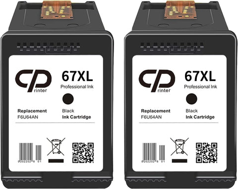 CPRINTER 67XL Ink Cartridge is Compatible with HP Ink 67 Deskjet 2700 2700e 2752 2752e 2742e 2755 2755e 4100 4100e 4152e 4155e Envy 6000 6055e 605e 55 64 00 6458 6458e 6452 6455 6455e.