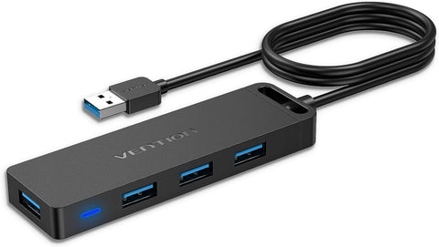 VENTION USB Hub 3.0 Splitter with 3FT Extension Long Cable 4-Port Ultra-Slim Multiport Expander for Desktop, PC, Laptop, Surface Pro, PS4, Flash Drive, Mobile HDD