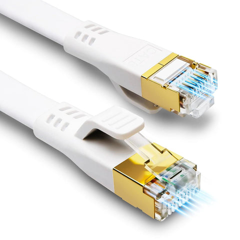 HUGIN CAT 8 Ethernet Cable 50 Ft, High Speed Flat CAT8 40Gbps 2000MHz Faster Than Cat7/Cat6/Cat5,LAN Cable Patch Cord with Gold-Plated RJ45 Connector Compatible with Modem/Router/Gaming/PC(50ft)