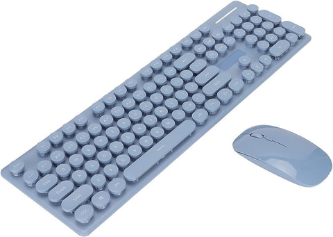 Wireless Keyboard and Mouse Combo,2.4G Thin Wireless Retro Bluetooth Keyboard and Mouse Combo,Ergonomic 104 Keys 1600 DPI,Low Noise,for PC, Desktop, Laptop(Blue)