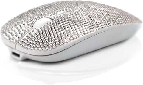 SA@ Bling Wireless Mouse Sparkly, Silver Rhinestone Glitter Computer Mouse Wireless with USB Receiver for Girls, Bedazzled Cute Mice for Laptop, PC, Notebook, MacBook Gift