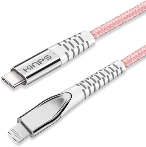 KINPS MFI Certified (10ft/3m) USB C to Lightning Fast Charging Cable Compatible with iPhone 12/11/11Pro/11 Pro Max/XS/XR/X, Supports Power Delivery(for Use with Type C Chargers), Pink