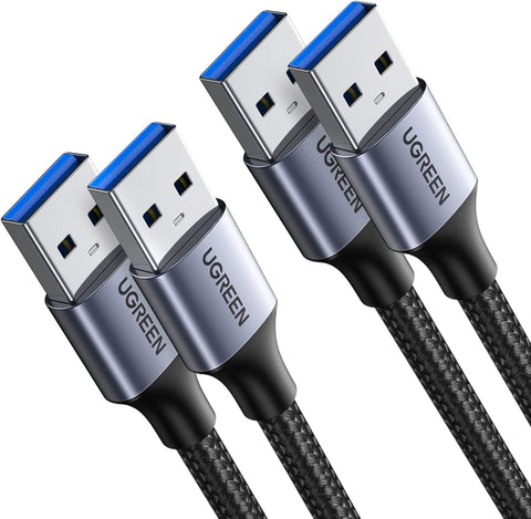 UGREEN USB A to USB A, Male to Male, 2 Pack USB to USB 3.0 Cable Compatible with External Hard Drive, Laptop Cooler, DVD Player, TV, USB 3.0 Hub, Monitor, Camera, Set Up Box, and More(6 FT +6 FT)