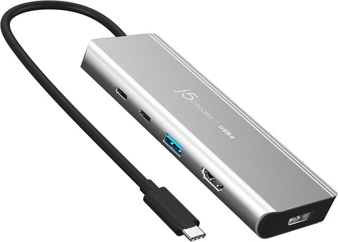 j5create USB4 Dual 4K Multi-Port Hub -5 in 1 USB4 Hub with PD 85W, Dual 4K Display, DisplayPort 1.4, USB-A, USB-C Ports | for Macbooks, Windows Laptops, Thunderbolt 3/4, and USB4 Devices (JCD401)