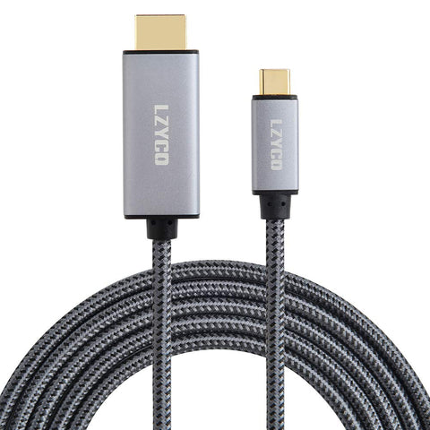 USB C to HDMI Cable 10 ft,LZYCO 4K@60Hz HDMI Cable Type-C to HDMI Adapter Aluminum Case with Tight Cotton-Braided Cable Compatible with MacBook Pro,HDMI to USB C Adapter(Male to Male,3M)