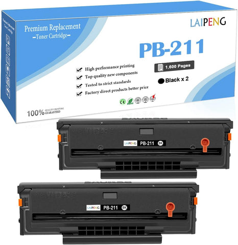 LAIPENG Compatible PB211 PB-211 PB 211 PB-211EV PB211EV Toner Cartridge for P2200 P2500W P2502W M6500NW M6550NW M6600NW M6552NW M6602NW Printers Yeilds up to 1600 Pages (Black,2Pack)