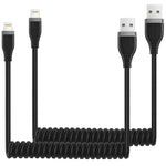 Miger iPhone Charger Cable for Car 2Pack (4ft/1.2m) MFi Certified Coiled Lightning Cable for iPhone 13 Pro Max/13 Pro/13/12 Pro Max/12 Pro/12/11/Xs/Xs Max/Xr/X/8/8 Plus/7/6s/6/SE/5s/iPad mini air/iPod