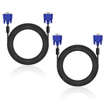 V TELESKY VGA to VGA Cable 2 Pack HD15 Monitor Cable with Ferrites Male to Male and Blue Connector, 1080p Full HD High Resolution for Computer/CRT displays/TVs - 10 Feet (3 Meters)