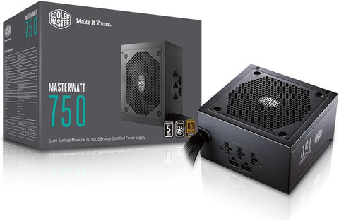 Cooler Master MasterWatt 750 Watt Semi-fanless Modular Power Supply, 80 Plus Bronze Certified