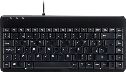 Perixx PERIBOARD-409U ES - Mini USB Teclado - Negro Brillante - QWERTY Español con Ñ tecla