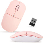 purpleclay i-Rocks M23R 2.4G Wireless Silent Slim Mouse, Optical Mice with USB Nano Receiver, Adjustable DPI Levels for PC, Notebook, Computer, Laptop, Desktop, Ergonomic Design - Pink