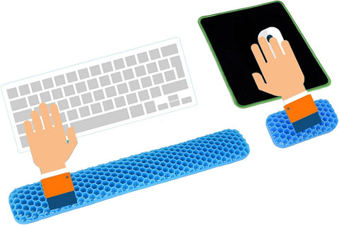 Keyboard Wrist Rest and Mouse Pad with Gel Wrist Support for Computer Ergonomic (Blue)