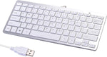 Powboro 2021 Upgraded PC Computer Laptop Mini USB Wired Keyboard for Mac and Windows 78 Scissor Keys Small Super Thin Compact Multimedia Keyboard (Silver)