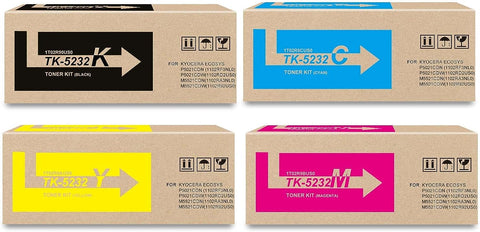 TK5232 Toner Cartridge, 4 Pack Black/Cyan/Magenta/Yellow TK-5232 1T02R90US0 1T02R9CUS0 1T02R9BUS0 1T02R9AUS0 Compatible with Kyocera ECOSYS P5021cdn P5021cdw M5521cdnM5521cdw(1102R92US0) Printer