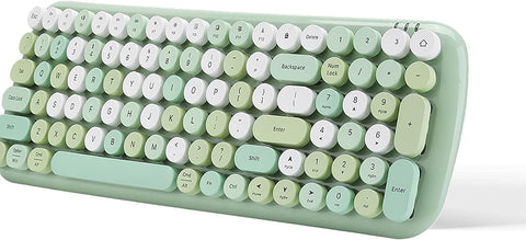 Estink Wireless Bluetooth Keyboard,Ultra-Thin Computer Keyboard,Retro Round Keycap,Long-Distance Transmission, Green Mixed Color Version,Compatible with Win/Mac/Android/iOS Systems (Green)