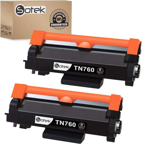 Sotek Toner Cartridge TN760 TN-760 TN730 TN-730,Work with DCP L2550DW, HL L2350DW, HL L2370DW, HL L2390DW, HL L2395DW, HL L2370DWXL, MFC L2710DW, MFC L2750DW, MFC L2750DW(2 Black)