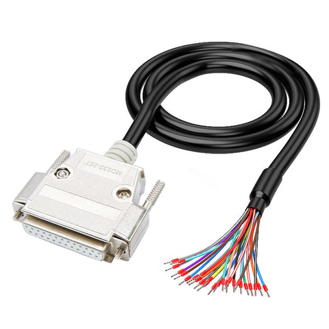 Jienk 6.56Ft 26AWG DB25 Female RS232 25 Pin Serial Extension Cable, Metal Case 25-Pin Gold Plated Connector with Bare Wire End Cable