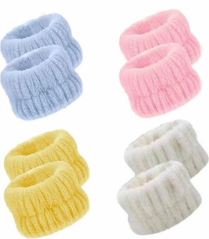 Wrist Bands for Washing Face, Absorbent Wrist Wash Bands, Wrist Towels Washband, Microfiber Face Wash ID Wrist-Bands Face Wash Wrist Towel for Women Girls Prevent Water Dripping Down Your Arms (8PCS)