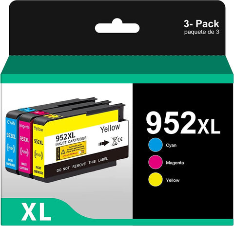 952XL Ink Cartridges Combo Pack Replacement for HP 952XL 952 Ink High Yield Work with HP Officejet Pro 7740 8210 8710 8720 8740 8715 7720 8725 8730 Printer (Cyan, Magenta, Yellow, 3 Pack)