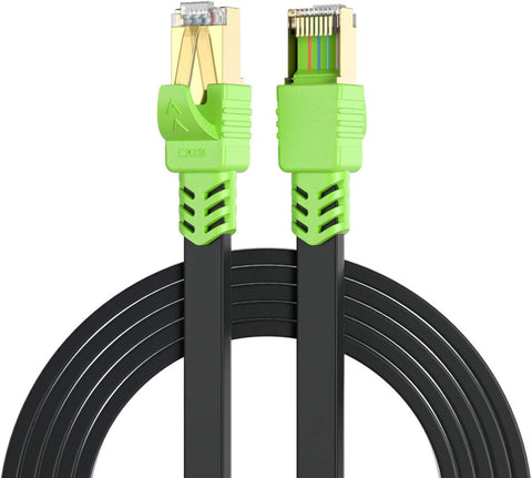 CAT 8 Ethernet Cable 65ft, Flat LAN Network Cable High Speed 26AWG Patch 40Gbps, 2000Mhz with Gold Plated RJ45 Connector for Router, Modem, PC, Switches, Hub, Laptop, Gaming, Xbox