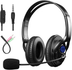sumcoo 3.5mm Computer Headset with Microphone, Comfort-fit Office Computer Headphone with On-Line Volume Control, Over-The-Head Headset for Webinar Laptop Call Center Students Online Study