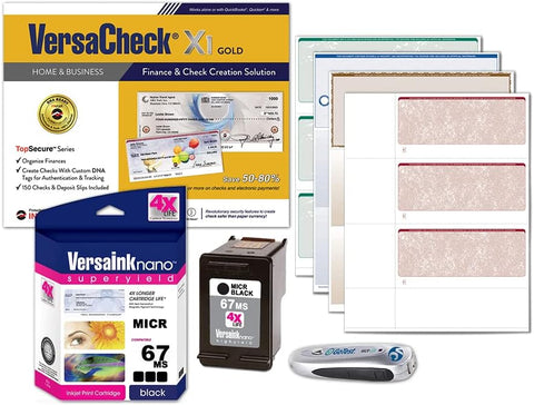 VersaCheck 67 MICR Black Printer Conversion Kit - The Easy Way to Convert Any Printer Using HP 67 Black Ink cartridges into a Bank Compliant MICR Printing Solution