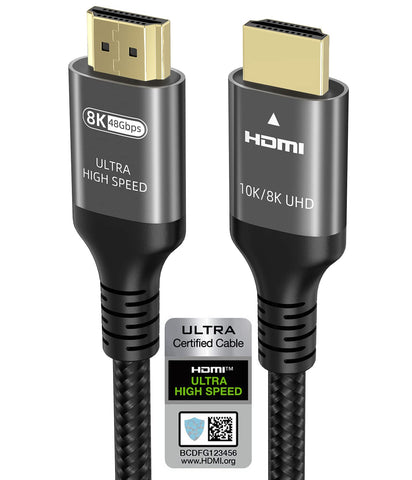 10k 8k 4k HDMI Cable 3.3 FT, Certified 48Gbps 1ms Ultra High Speed HDMI 2.1 Cable 4k 120Hz 144Hz 10k 8k 60Hz 4:4:4 12bit eARC DTS:X Dolby Atmos HDR10 Compatible for Samsung Sony LG Mac PS5 Gaming PC