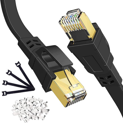 MAQTOIZ Cat 8 Ethernet Cable 100 FT, High Speed Internet LAN Cable Shielded with RJ45 Connector, Long Flat Gaming Ethernet Network Cable Cord 40Gbps for PS5,PS4,Switch,Router, Modem, Black