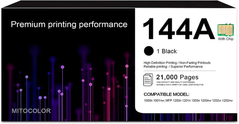 MITOCOLOR [21,000 Pages] 144A  Drum Cartridge Black 1 Pack with Chip Replacement for W1144A 144A 1001nw 1000n; MFP 1202w 1202nw 1201n 1001 1201 1202 Printer Drum