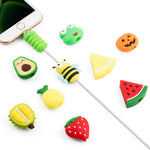 SUNGUY Cute Fruit Cable Protector for iPhone iPad Charger, 10pcs Animal Charger Protector, Cord Protector USB Cable, Cable Saver Phone Accessory