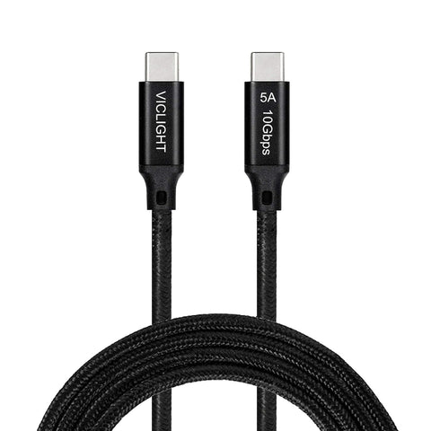 VICLIGHT USB Type C to Type C Fast Charging Cable 10ft 5A 100W USB 3.1 Gen2 10Gbps 4K Video Cable Compatible for Smart Phone Laptop with USB C Port, 4 Functions in One, Black