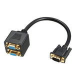 uxcell VGA Splitter Cable 1 Male to 2 Female Y Video Cable 1ft 30cm Black for Screen Monitor Duplication