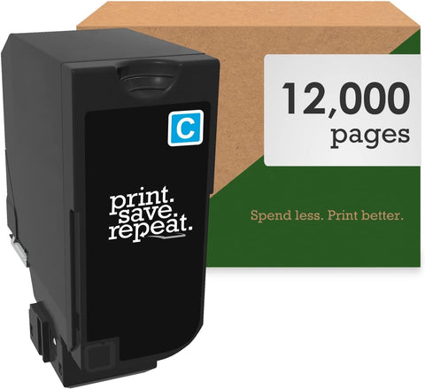 Print.Save.Repeat. Lexmark 74C1HC0 Cyan High Yield Toner Cartridge for CS725 [12,000 Pages]