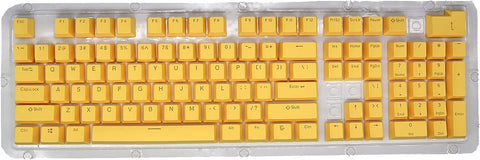 Archuu PBT Keycaps, 108 Keys P9 Mechanical Keyboard Key Caps Backlit Key Caps Character Translucent Key Caps DIY Keycaps,for 61/64/87/104/108 Key Mechanical Keyboards(Yellow)