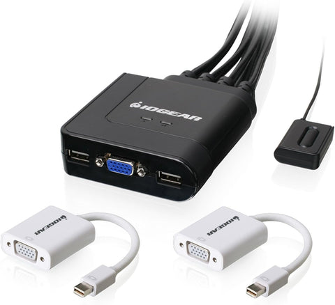 IOGEAR 2-Port VGA and Mini DisplayPort Cable KVM Kit with Audio, GCS72MDPKIT